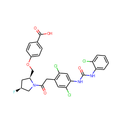 O=C(Nc1ccccc1Cl)Nc1cc(Cl)c(CC(=O)N2C[C@@H](F)C[C@H]2COc2ccc(C(=O)O)cc2)cc1Cl ZINC000044358693