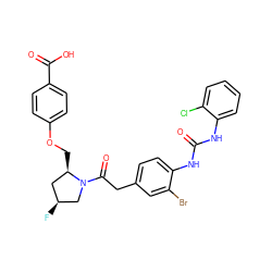 O=C(Nc1ccccc1Cl)Nc1ccc(CC(=O)N2C[C@@H](F)C[C@H]2COc2ccc(C(=O)O)cc2)cc1Br ZINC000014966059