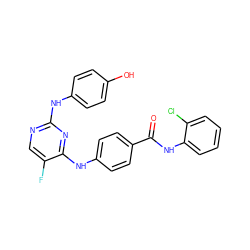 O=C(Nc1ccccc1Cl)c1ccc(Nc2nc(Nc3ccc(O)cc3)ncc2F)cc1 ZINC000040950717