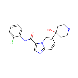 O=C(Nc1ccccc1Cl)c1cnc2ccc(C3(O)CCNCC3)cn12 ZINC000048998307