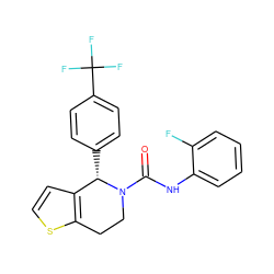 O=C(Nc1ccccc1F)N1CCc2sccc2[C@@H]1c1ccc(C(F)(F)F)cc1 ZINC000084654141