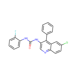 O=C(Nc1ccccc1F)Nc1cnc2ccc(Cl)cc2c1-c1ccccc1 ZINC000013737632