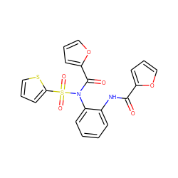 O=C(Nc1ccccc1N(C(=O)c1ccco1)S(=O)(=O)c1cccs1)c1ccco1 ZINC000008687128