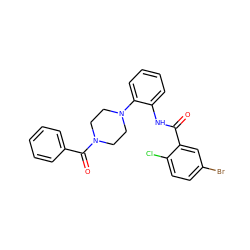 O=C(Nc1ccccc1N1CCN(C(=O)c2ccccc2)CC1)c1cc(Br)ccc1Cl ZINC000001110068