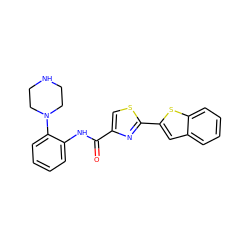 O=C(Nc1ccccc1N1CCNCC1)c1csc(-c2cc3ccccc3s2)n1 ZINC000084705435