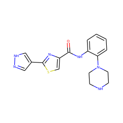 O=C(Nc1ccccc1N1CCNCC1)c1csc(-c2cn[nH]c2)n1 ZINC000084672017