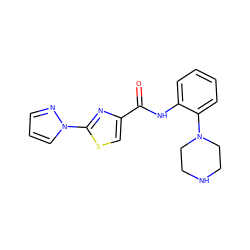 O=C(Nc1ccccc1N1CCNCC1)c1csc(-n2cccn2)n1 ZINC000096269619