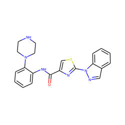 O=C(Nc1ccccc1N1CCNCC1)c1csc(-n2ncc3ccccc32)n1 ZINC000095920915