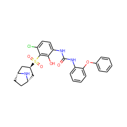 O=C(Nc1ccccc1Oc1ccccc1)Nc1ccc(Cl)c(S(=O)(=O)[C@H]2C[C@@H]3CC[C@H](C2)N3)c1O ZINC000115477875