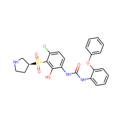 O=C(Nc1ccccc1Oc1ccccc1)Nc1ccc(Cl)c(S(=O)(=O)[C@H]2CCNC2)c1O ZINC000115475470