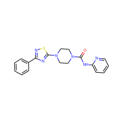 O=C(Nc1ccccn1)N1CCN(c2nc(-c3ccccc3)ns2)CC1 ZINC000034837776