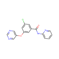 O=C(Nc1ccccn1)c1cc(Cl)cc(Oc2cncnc2)c1 ZINC000096938953