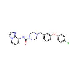 O=C(Nc1cccn2ccnc12)N1CCN(Cc2cccc(Oc3ccc(Cl)cc3)c2)CC1 ZINC000095558390