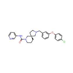 O=C(Nc1cccnc1)N1CCC[C@]2(CCN(Cc3cccc(Oc4ccc(Cl)cc4)c3)C2)C1 ZINC000103260714