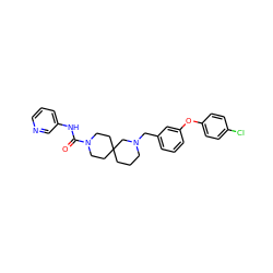 O=C(Nc1cccnc1)N1CCC2(CCCN(Cc3cccc(Oc4ccc(Cl)cc4)c3)C2)CC1 ZINC000103260720