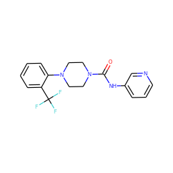 O=C(Nc1cccnc1)N1CCN(c2ccccc2C(F)(F)F)CC1 ZINC000028107667