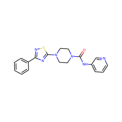 O=C(Nc1cccnc1)N1CCN(c2nc(-c3ccccc3)ns2)CC1 ZINC000035791852