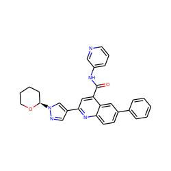 O=C(Nc1cccnc1)c1cc(-c2cnn([C@@H]3CCCCO3)c2)nc2ccc(-c3ccccc3)cc12 ZINC000149972489