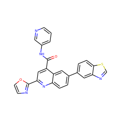 O=C(Nc1cccnc1)c1cc(-c2ncco2)nc2ccc(-c3ccc4scnc4c3)cc12 ZINC000150128325