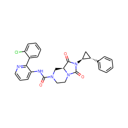 O=C(Nc1cccnc1-c1ccccc1Cl)N1CCN2C(=O)N([C@H]3C[C@@H]3c3ccccc3)C(=O)[C@@H]2C1 ZINC000072179314