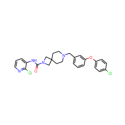 O=C(Nc1cccnc1Cl)N1CC2(CCN(Cc3cccc(Oc4ccc(Cl)cc4)c3)CC2)C1 ZINC000103263350