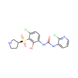 O=C(Nc1cccnc1Cl)Nc1ccc(Cl)c(S(=O)(=O)[C@H]2CCNC2)c1O ZINC000115474763