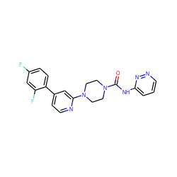 O=C(Nc1cccnn1)N1CCN(c2cc(-c3ccc(F)cc3F)ccn2)CC1 ZINC000103267361