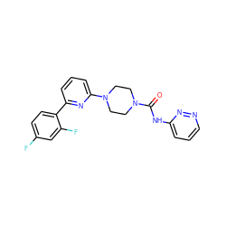 O=C(Nc1cccnn1)N1CCN(c2cccc(-c3ccc(F)cc3F)n2)CC1 ZINC000103267354