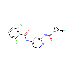 O=C(Nc1ccnc(NC(=O)[C@@H]2C[C@H]2F)c1)c1c(Cl)cccc1Cl ZINC000096928699