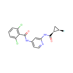 O=C(Nc1ccnc(NC(=O)[C@H]2C[C@H]2F)c1)c1c(Cl)cccc1Cl ZINC000095920667