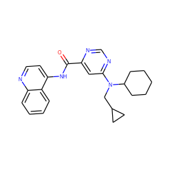 O=C(Nc1ccnc2ccccc12)c1cc(N(CC2CC2)C2CCCCC2)ncn1 ZINC000144310090