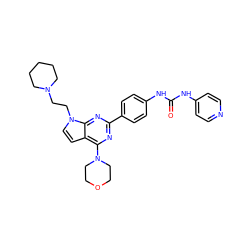 O=C(Nc1ccncc1)Nc1ccc(-c2nc(N3CCOCC3)c3ccn(CCN4CCCCC4)c3n2)cc1 ZINC000049072619