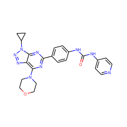 O=C(Nc1ccncc1)Nc1ccc(-c2nc(N3CCOCC3)c3nnn(C4CC4)c3n2)cc1 ZINC000045337638