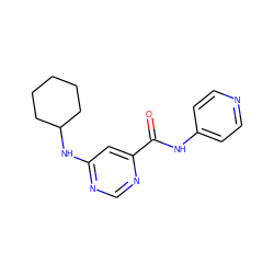 O=C(Nc1ccncc1)c1cc(NC2CCCCC2)ncn1 ZINC000149746437