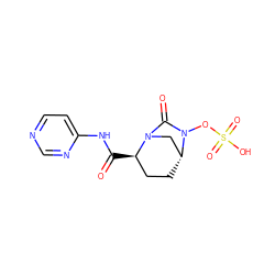 O=C(Nc1ccncn1)[C@@H]1CC[C@@H]2CN1C(=O)N2OS(=O)(=O)O ZINC000096168637