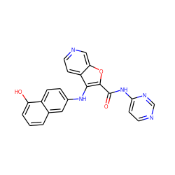 O=C(Nc1ccncn1)c1oc2cnccc2c1Nc1ccc2c(O)cccc2c1 ZINC000034891276