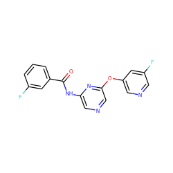 O=C(Nc1cncc(Oc2cncc(F)c2)n1)c1cccc(F)c1 ZINC000299826638