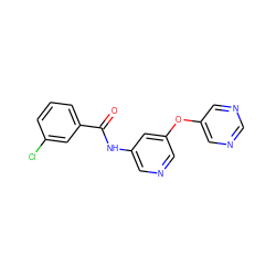 O=C(Nc1cncc(Oc2cncnc2)c1)c1cccc(Cl)c1 ZINC000096175651