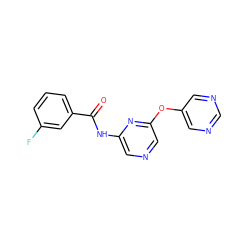 O=C(Nc1cncc(Oc2cncnc2)n1)c1cccc(F)c1 ZINC000299826834