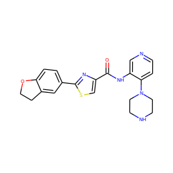 O=C(Nc1cnccc1N1CCNCC1)c1csc(-c2ccc3c(c2)CCO3)n1 ZINC000096269613