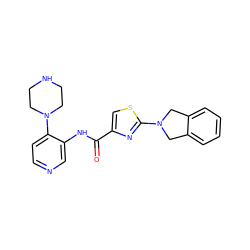 O=C(Nc1cnccc1N1CCNCC1)c1csc(N2Cc3ccccc3C2)n1 ZINC000096269598