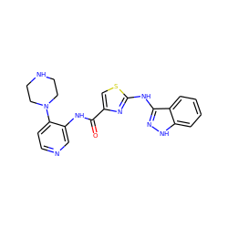 O=C(Nc1cnccc1N1CCNCC1)c1csc(Nc2n[nH]c3ccccc23)n1 ZINC000096269595