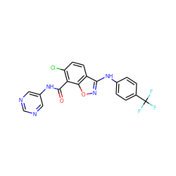 O=C(Nc1cncnc1)c1c(Cl)ccc2c(Nc3ccc(C(F)(F)F)cc3)noc12 ZINC000040949543