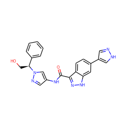 O=C(Nc1cnn([C@@H](CO)c2ccccc2)c1)c1n[nH]c2cc(-c3cn[nH]c3)ccc12 ZINC000169347461