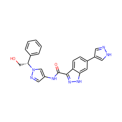 O=C(Nc1cnn([C@H](CO)c2ccccc2)c1)c1n[nH]c2cc(-c3cn[nH]c3)ccc12 ZINC000169347463