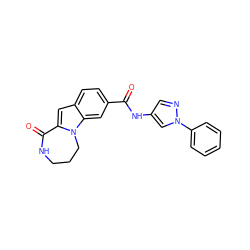 O=C(Nc1cnn(-c2ccccc2)c1)c1ccc2cc3n(c2c1)CCCNC3=O ZINC000147888286