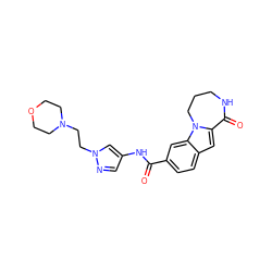 O=C(Nc1cnn(CCN2CCOCC2)c1)c1ccc2cc3n(c2c1)CCCNC3=O ZINC000218255451