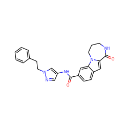 O=C(Nc1cnn(CCc2ccccc2)c1)c1ccc2cc3n(c2c1)CCCNC3=O ZINC000218276446