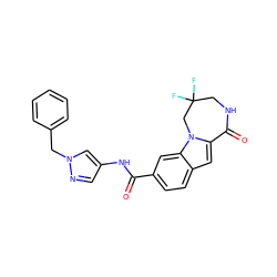 O=C(Nc1cnn(Cc2ccccc2)c1)c1ccc2cc3n(c2c1)CC(F)(F)CNC3=O ZINC000117691713