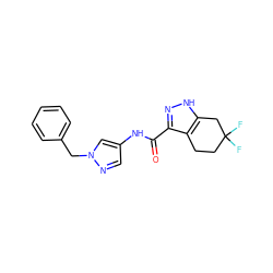 O=C(Nc1cnn(Cc2ccccc2)c1)c1n[nH]c2c1CCC(F)(F)C2 ZINC000144110248